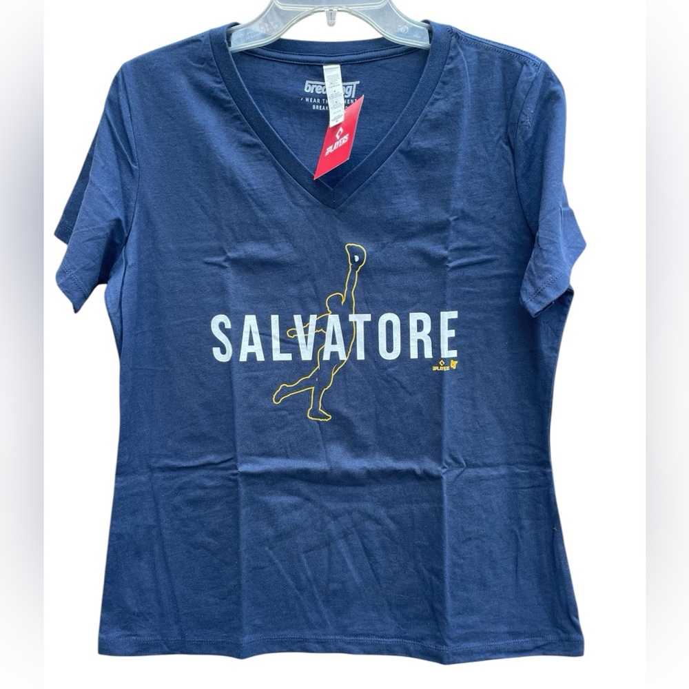 BreakingT Air Salvatore MLB Milwaukee Brewers V Neck Short Sleeve T Size Medium